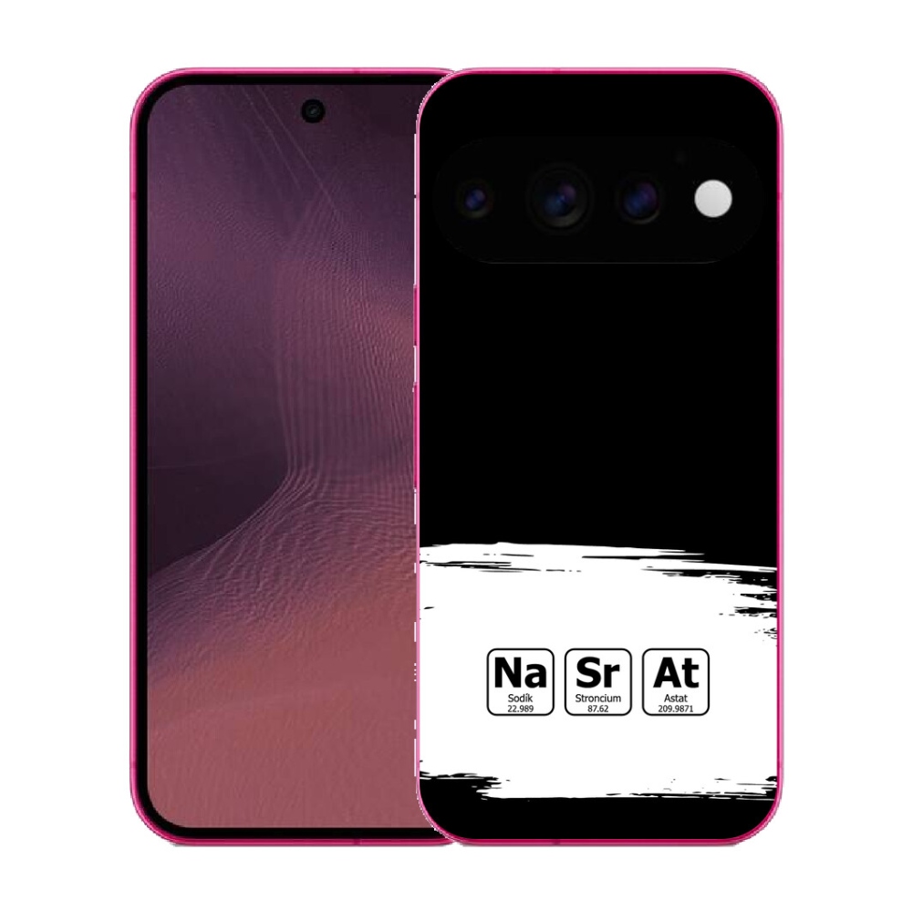Gélový kryt mmCase na Google Pixel 11 - chemické prvky bieločierne pozadie