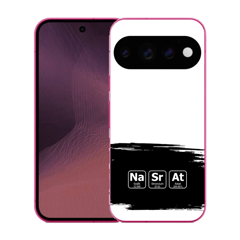 Gélový kryt mmCase na Google Pixel 11 - chemické prvky čiernobiele pozadie