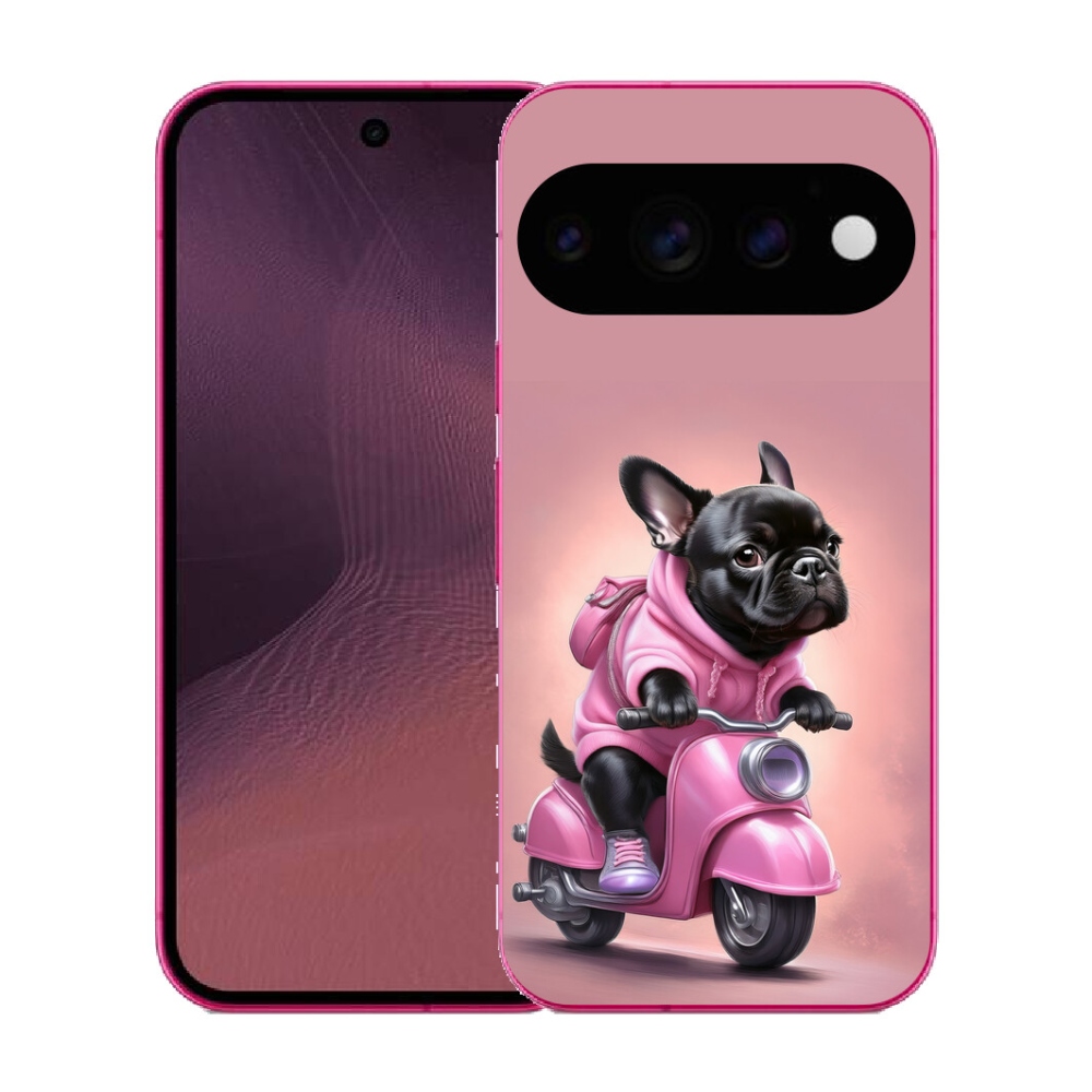 Gélový kryt mmCase na Google Pixel 11 - francúzsky buldoček na skútri