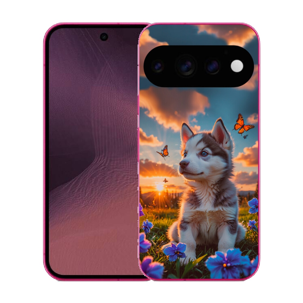 Gélový kryt mmCase na Google Pixel 11 - husky pri západe slnka
