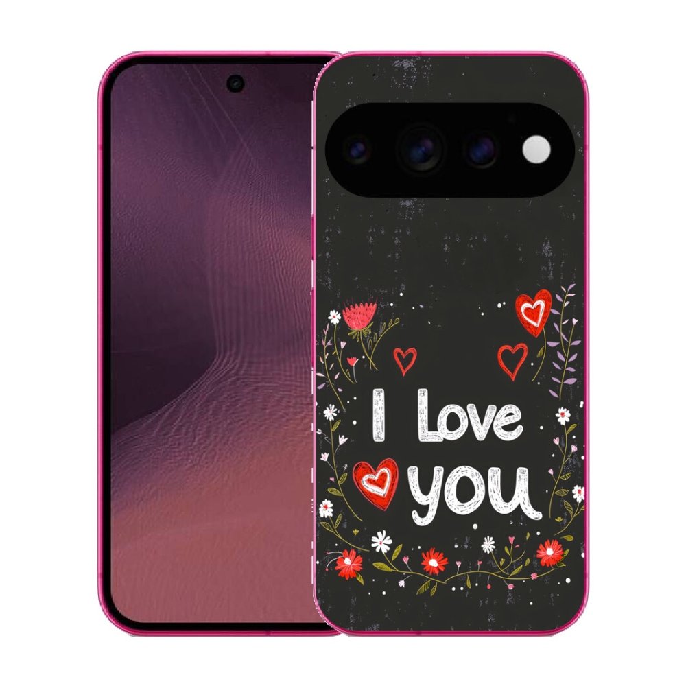 Gélový kryt mmCase na Google Pixel 11 - I love you čierne pozadie