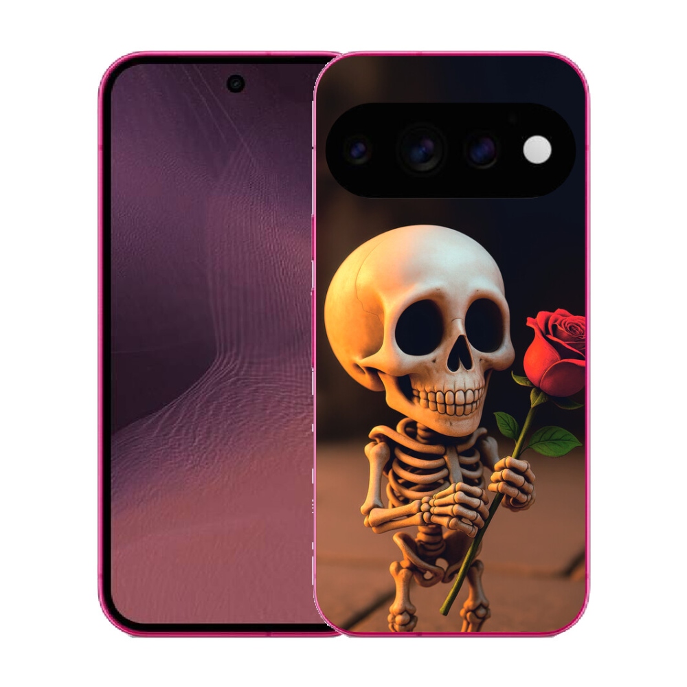 Gélový kryt mmCase na Google Pixel 11 - kostlivec s ružou
