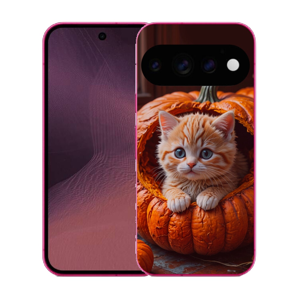 Gélový kryt mmCase na Google Pixel 11 - mačiatko a tekvica 2