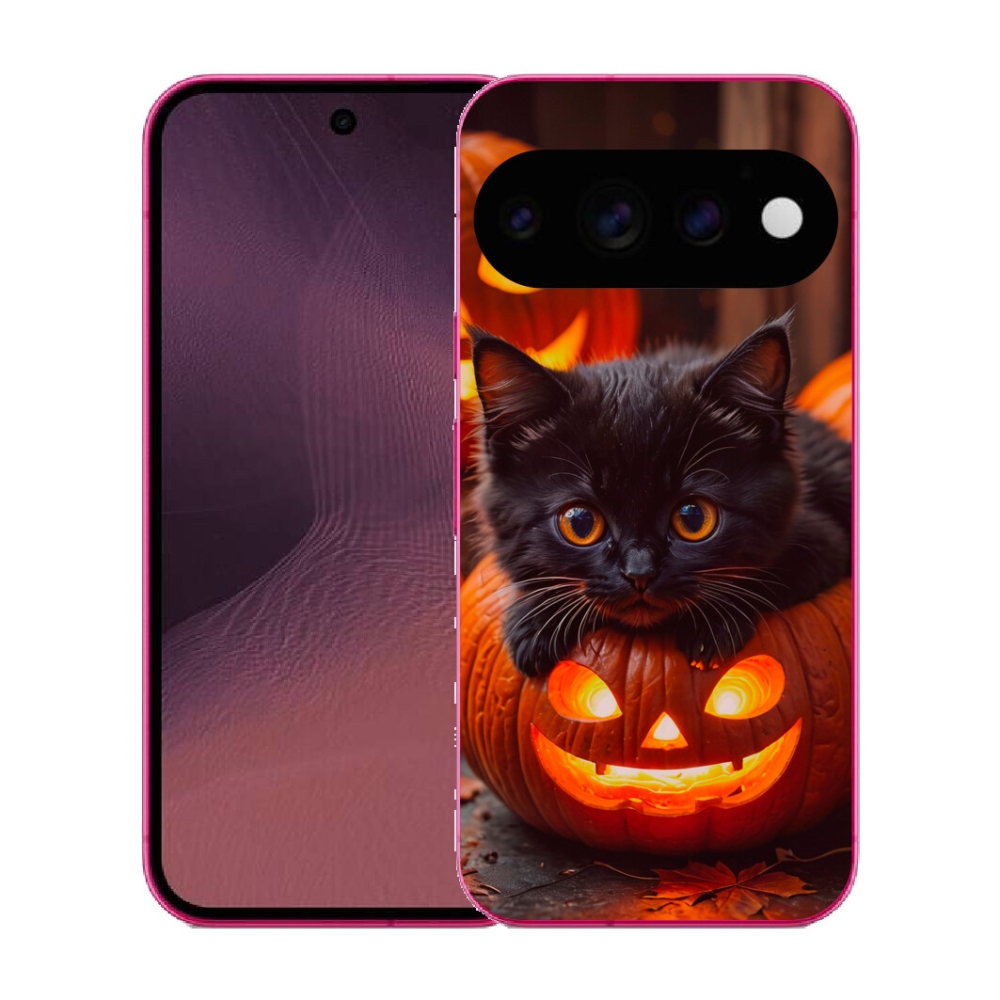 Gélový kryt mmCase na Google Pixel 11 - mačiatko a tekvica