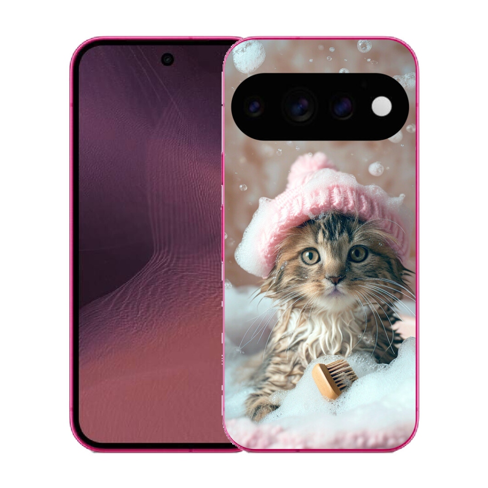 Gélový kryt mmCase na Google Pixel 11 - mačiatko a kúpeľ