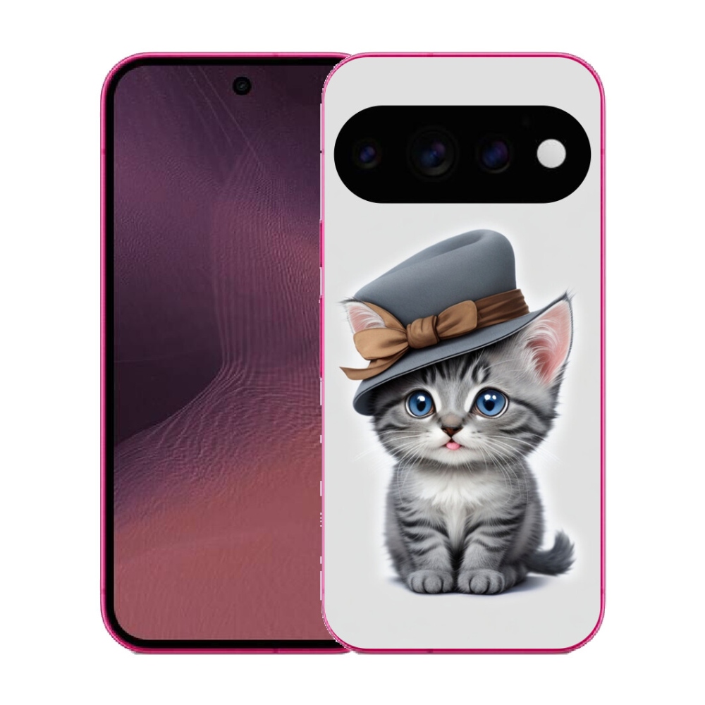 Gélový kryt mmCase na Google Pixel 11 - mačiatko s klobúkom