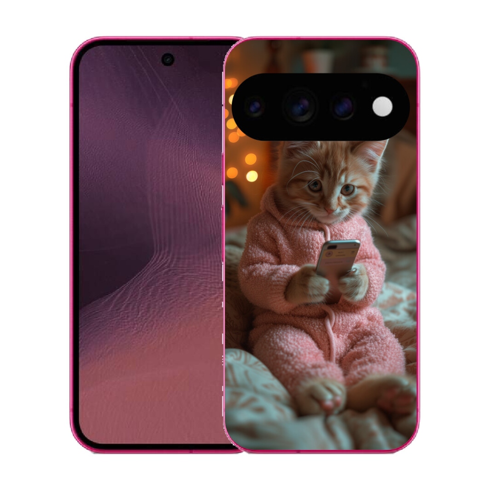 Gélový kryt mmCase na Google Pixel 11 - mačiatko s mobilom