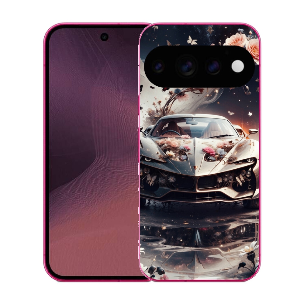 Gélový kryt mmCase na Google Pixel 11 - kvetinový športový automobil