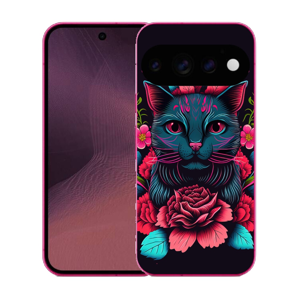 Gélový kryt mmCase na Google Pixel 11 - kvety a mačka