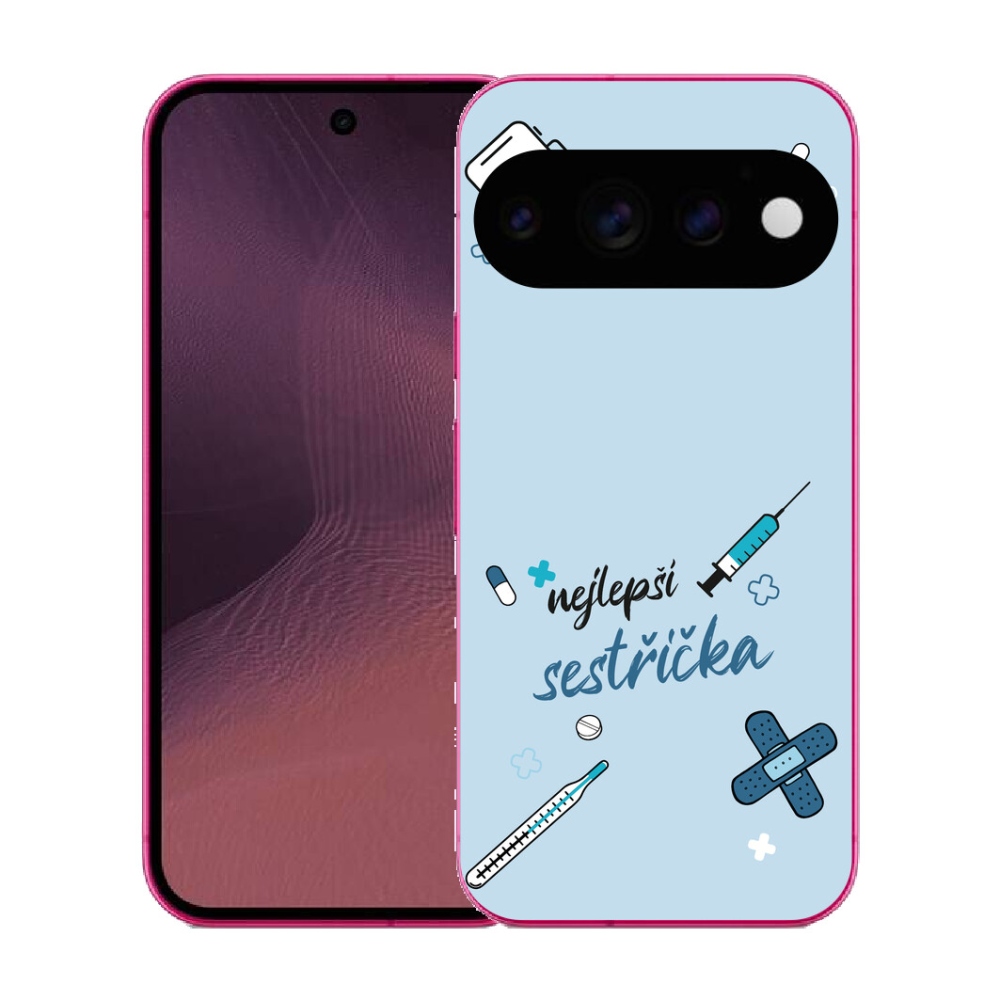 Gélový kryt mmCase na Google Pixel 11 - najlepšia sestrička modré pozadie