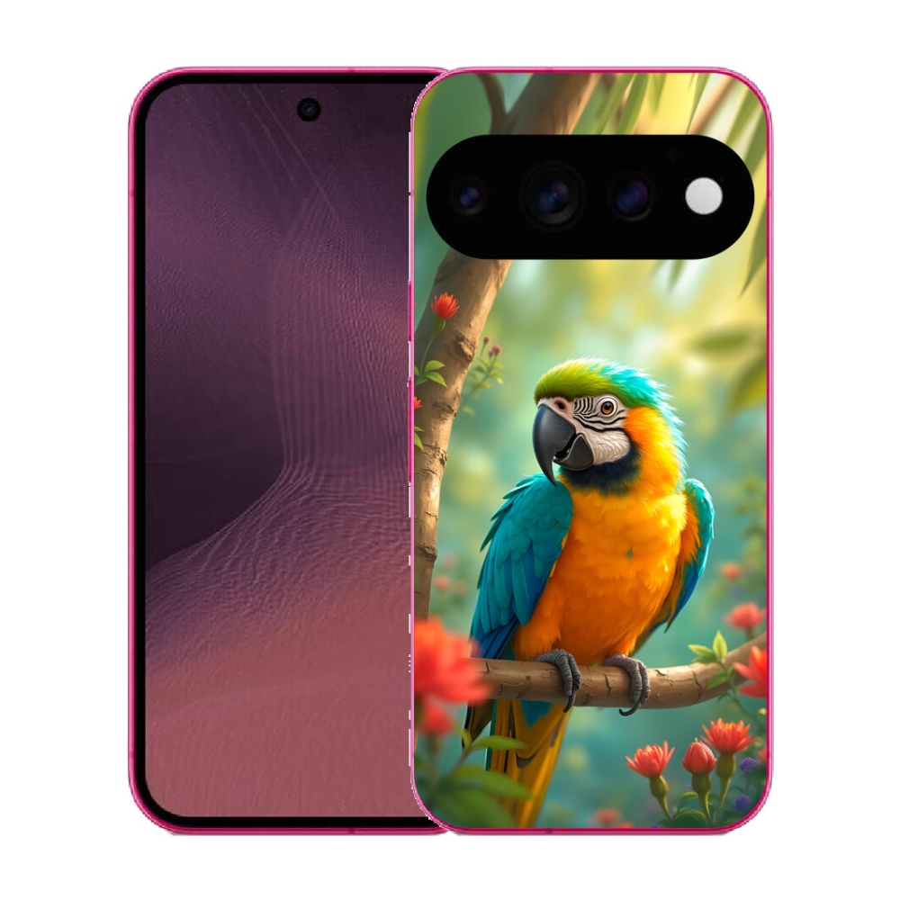 Gélový kryt mmCase na Google Pixel 11 - papagáj ara modrožltá