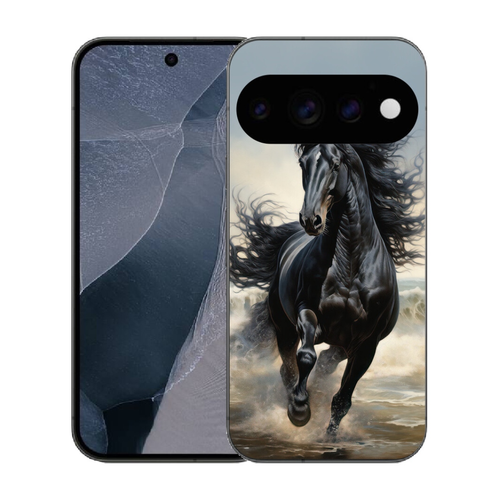 Gélový kryt mmCase na Google Pixel 11 Pro - bežiaci čierny kôň