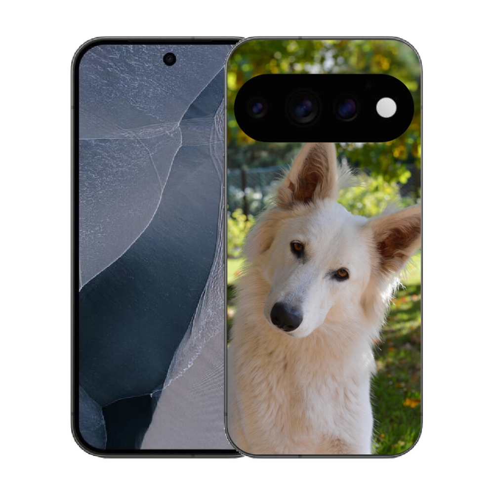 Gélový kryt mmCase na Google Pixel 11 Pro - biely švajčiarsky ovčiak 1