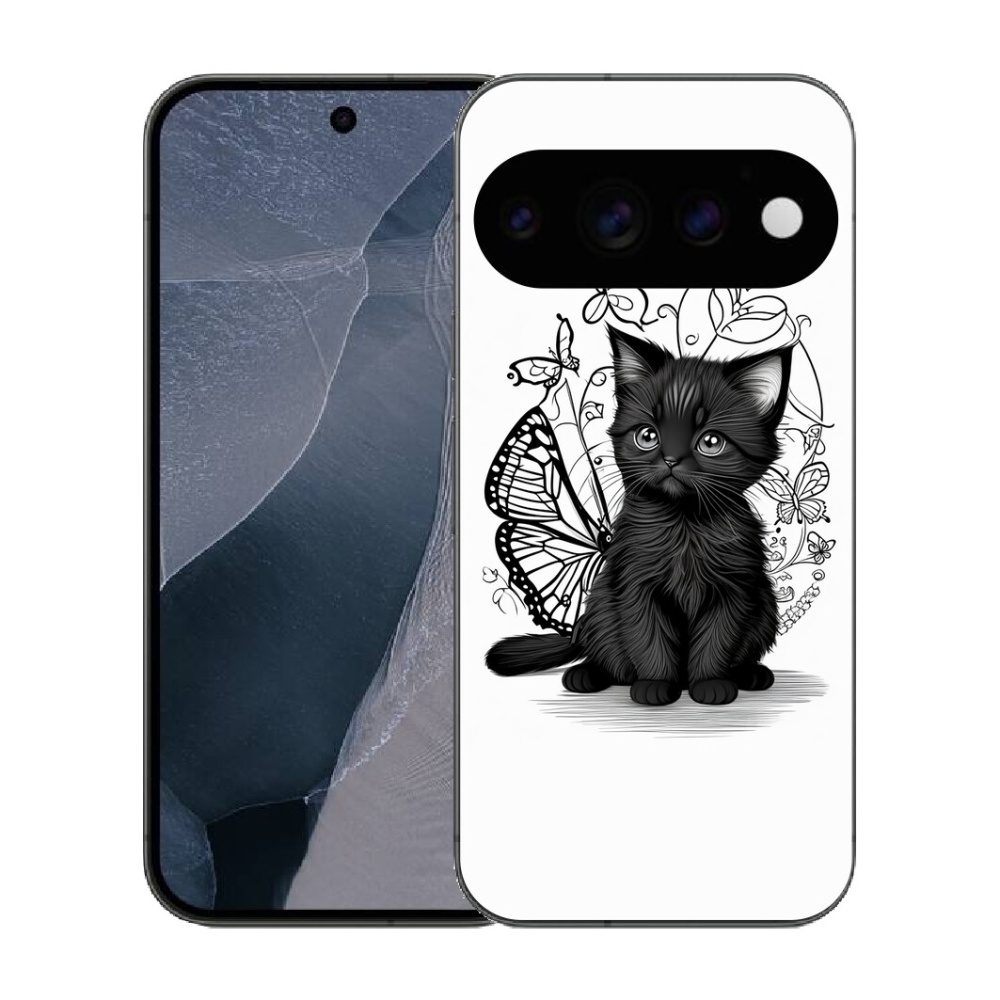Gélový kryt mmCase na Google Pixel 11 Pro - čierne mačiatko