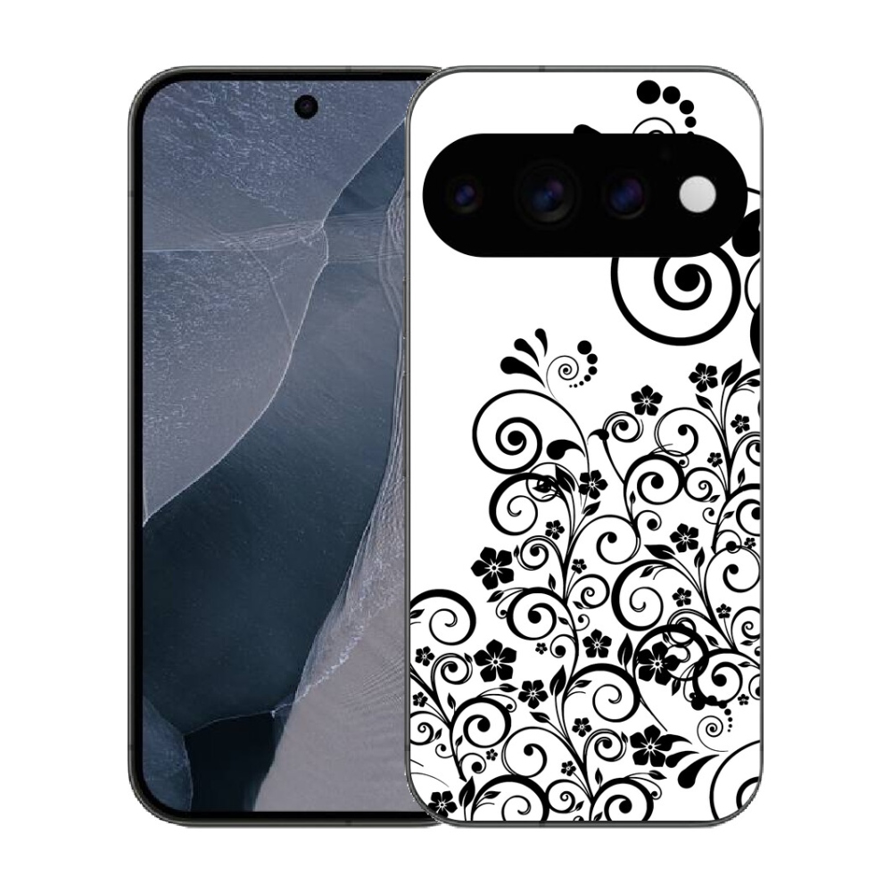 Gélový kryt mmCase na Google Pixel 11 Pro - čiernobiele kvetinové vzory