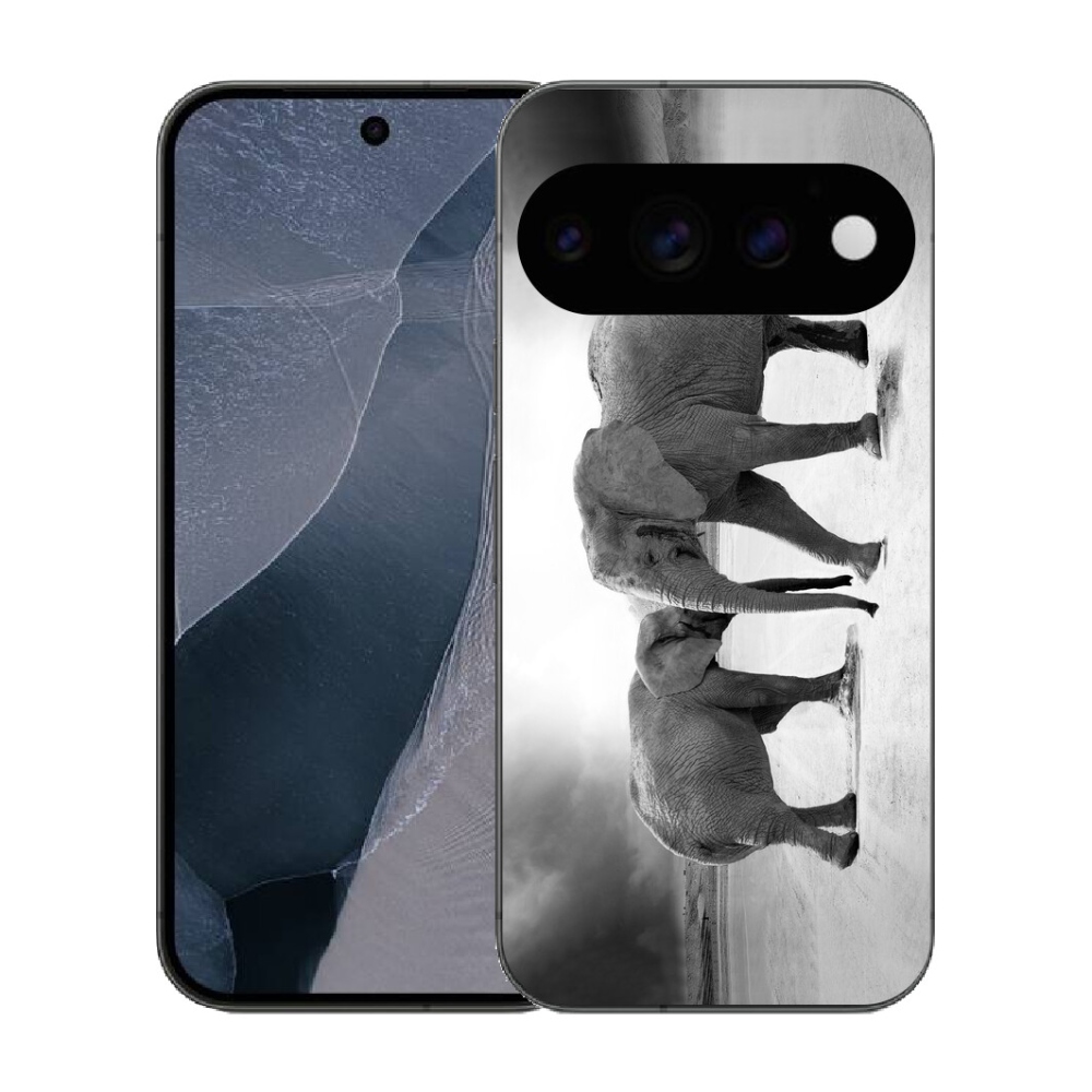 Gélový kryt mmCase na Google Pixel 11 Pro - čiernobieli slony