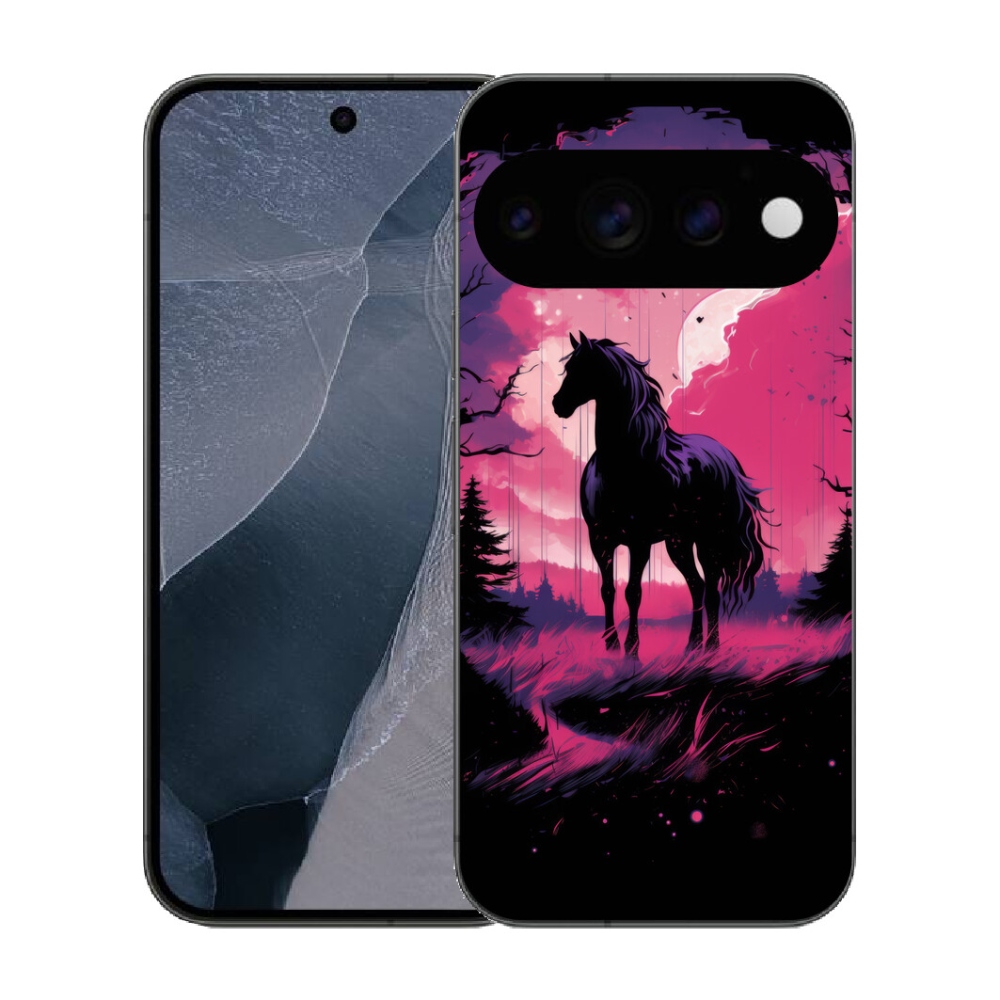 Gélový kryt mmCase na Google Pixel 11 Pro - čierny kreslený kôň 1
