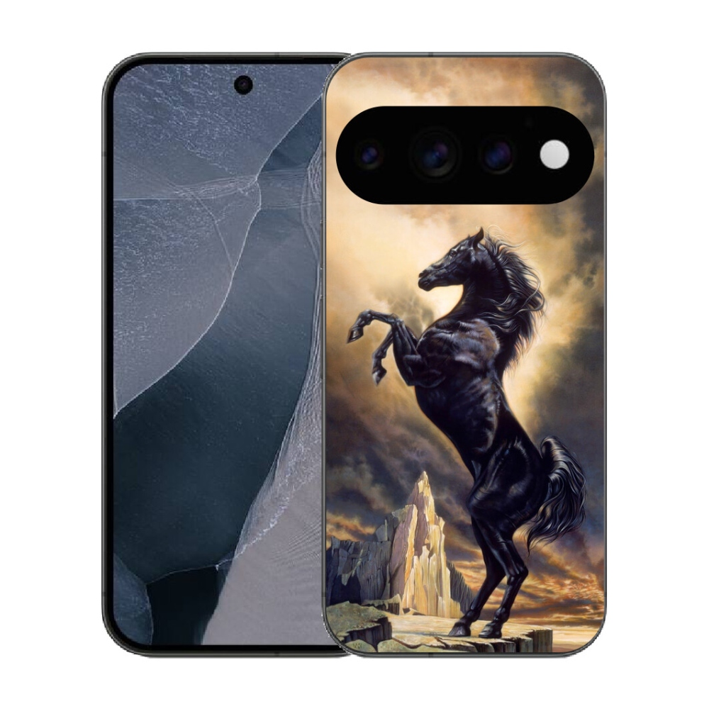 Gélový kryt mmCase na Google Pixel 11 Pro - čierny kreslený kôň