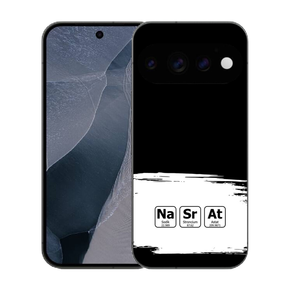 Gélový kryt mmCase na Google Pixel 11 Pro - chemické prvky bieločierne pozadie