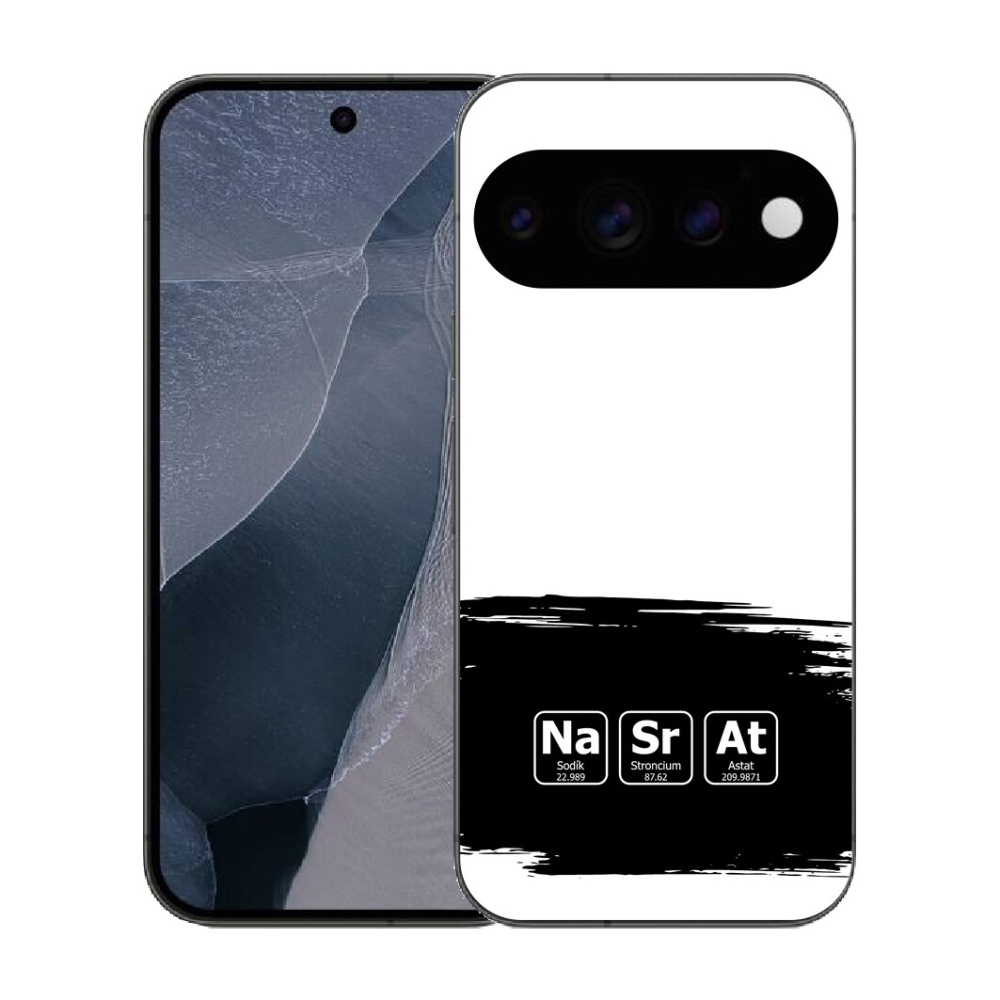 Gélový kryt mmCase na Google Pixel 11 Pro - chemické prvky čiernobiele pozadie