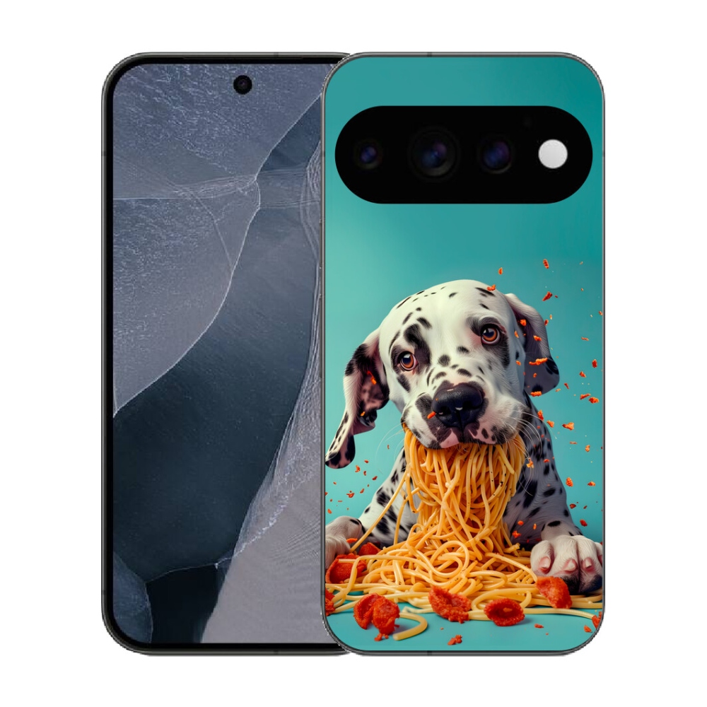 Gélový kryt mmCase na Google Pixel 11 Pro - dalmatín a špagety