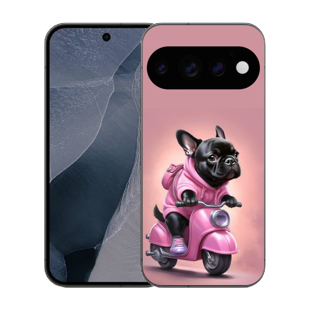 Gélový kryt mmCase na Google Pixel 11 Pro - francúzsky buldoček na skútri