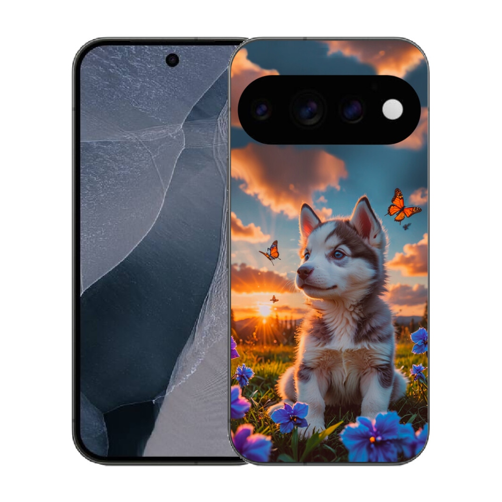 Gélový kryt mmCase na Google Pixel 11 Pro - husky pri západe slnka