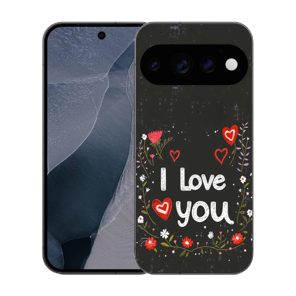 Gélový kryt mmCase na Google Pixel 11 Pro - I love you čierne pozadie