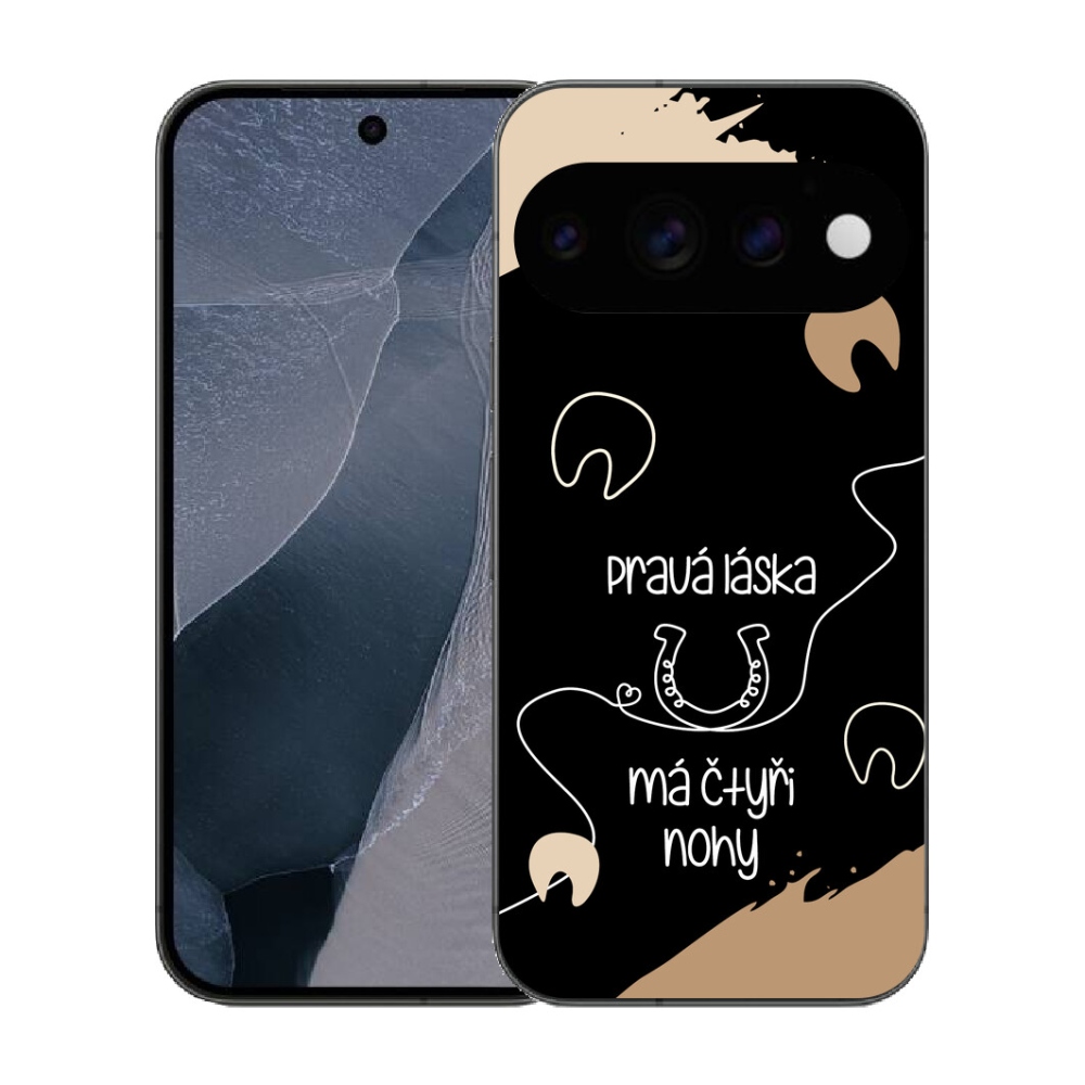 Gélový kryt mmCase na Google Pixel 11 Pro - konský motív čierne pozadie