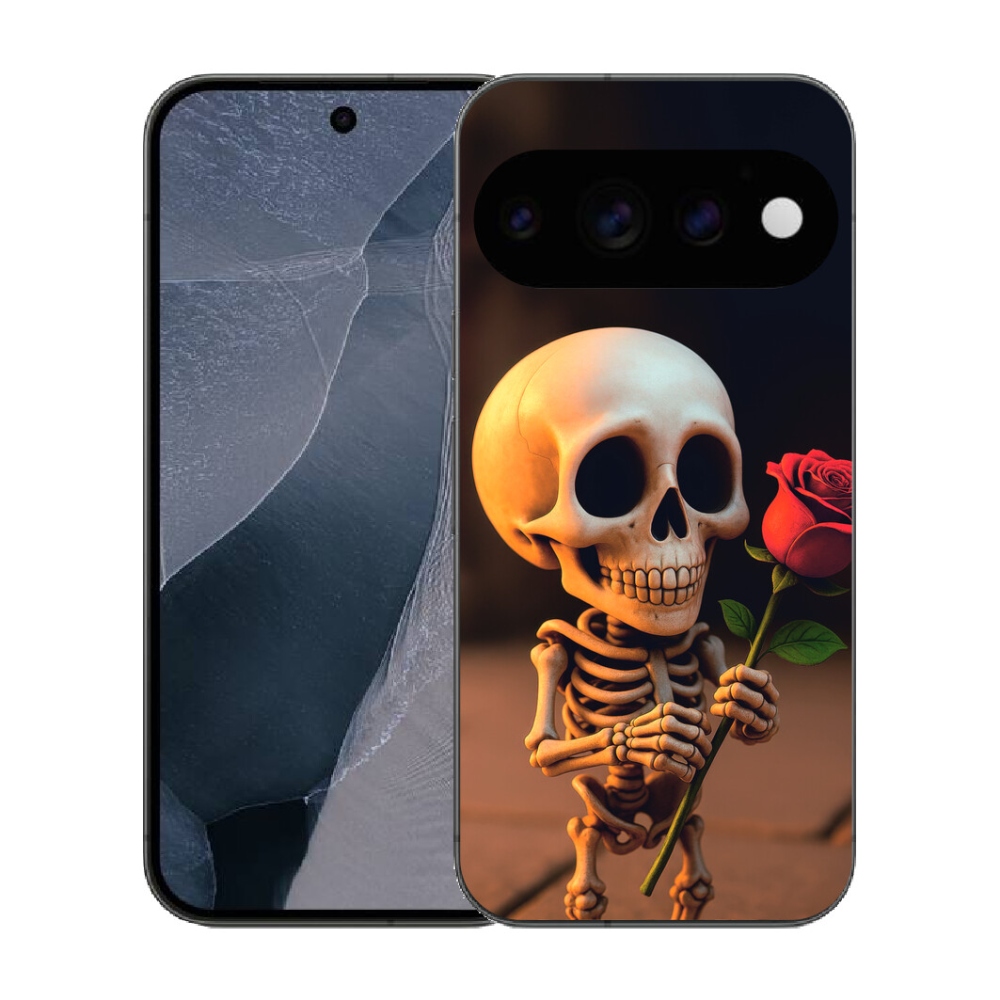 Gélový kryt mmCase na Google Pixel 11 Pro - kostlivec s ružou