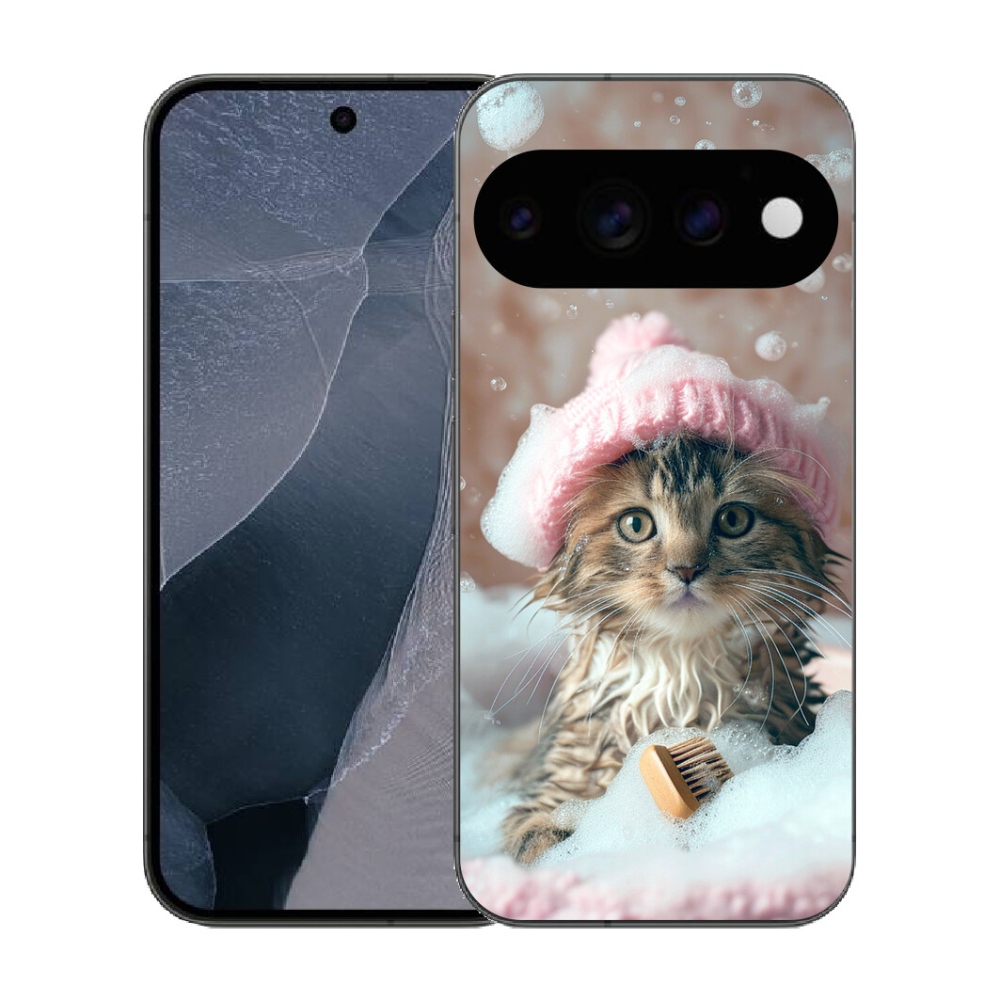 Gélový kryt mmCase na Google Pixel 11 Pro - mačiatko a kúpeľ
