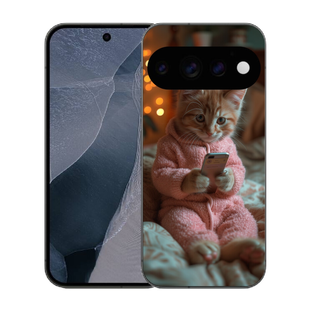Gélový kryt mmCase na Google Pixel 11 Pro - mačiatko s mobilom