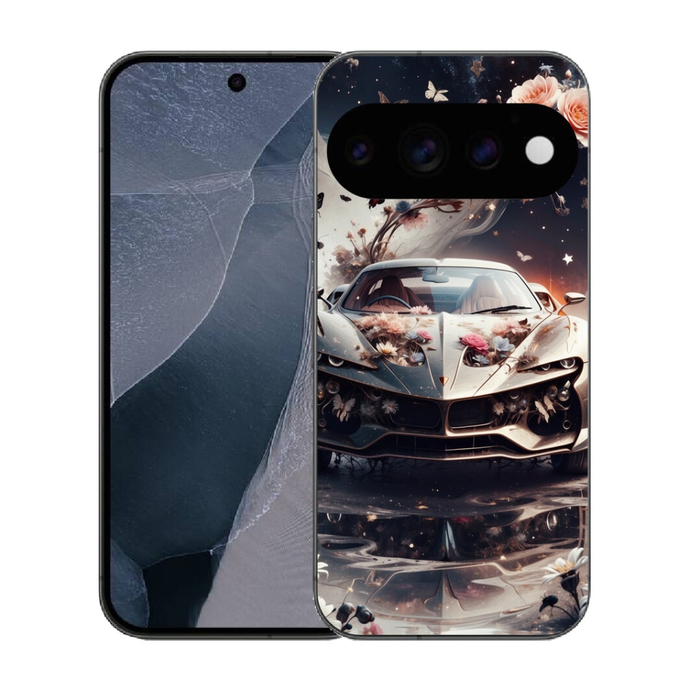 Gélový kryt mmCase na Google Pixel 11 Pro - kvetinový športový automobil