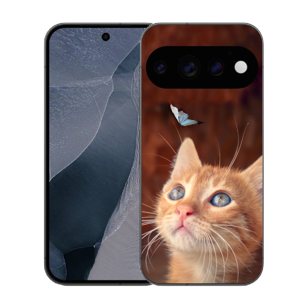 Gélový kryt mmCase na Google Pixel 11 Pro - motýľ a mačiatko