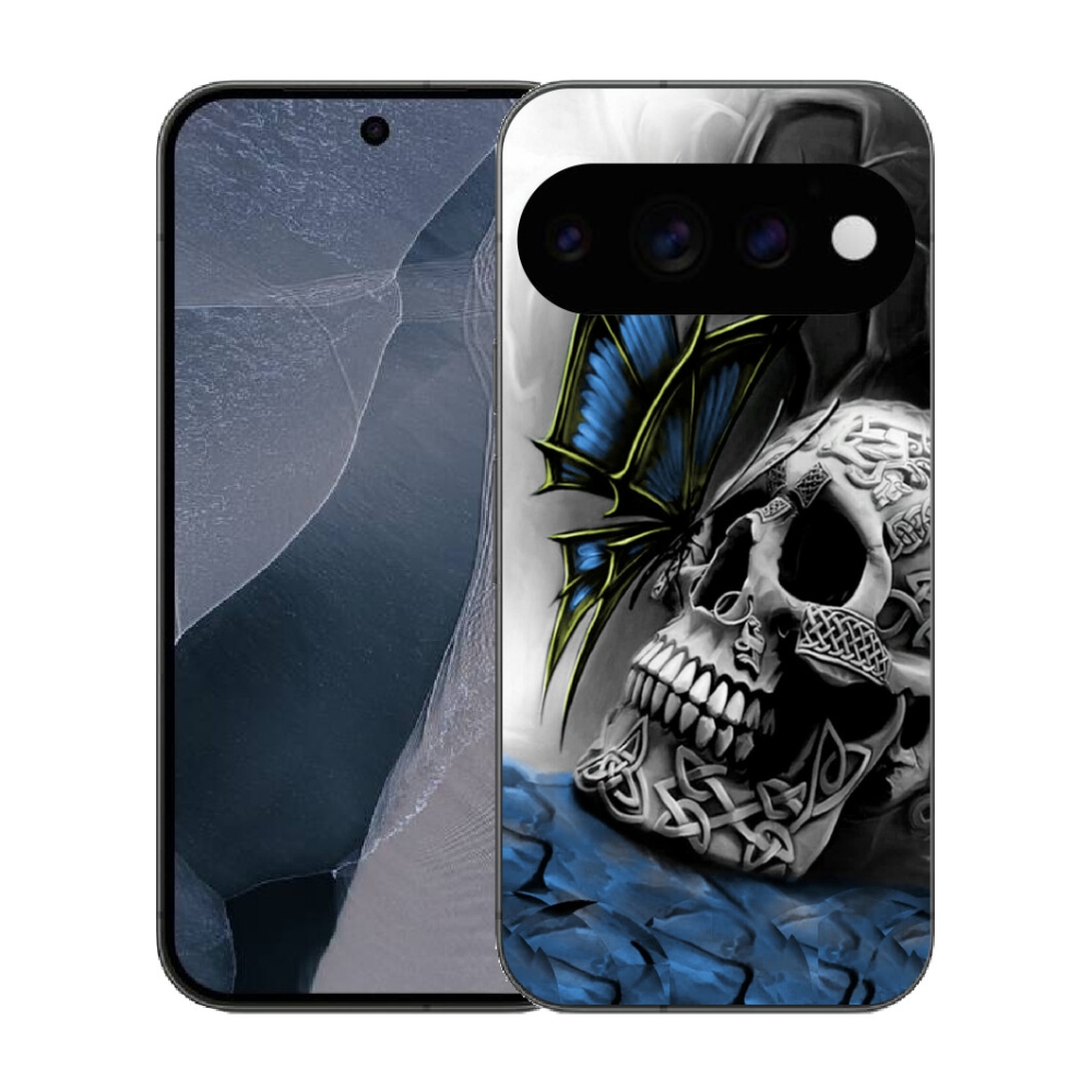Gélový kryt mmCase na Google Pixel 11 Pro - motýľ a lebka