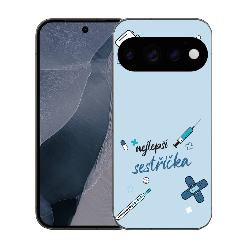 Gélový kryt mmCase na Google Pixel 11 Pro - najlepšia sestrička modré pozadie