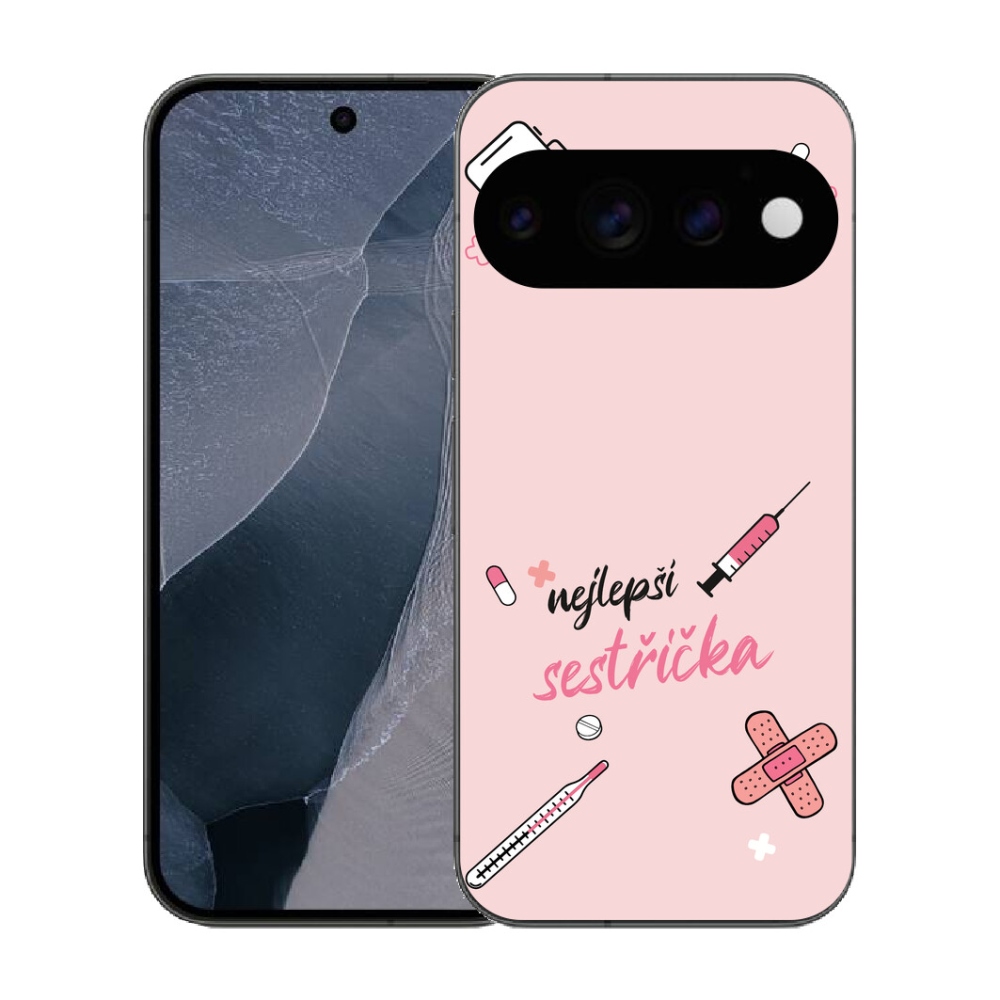 Gélový kryt mmCase na Google Pixel 11 Pro - najlepšia sestrička ružové pozadie