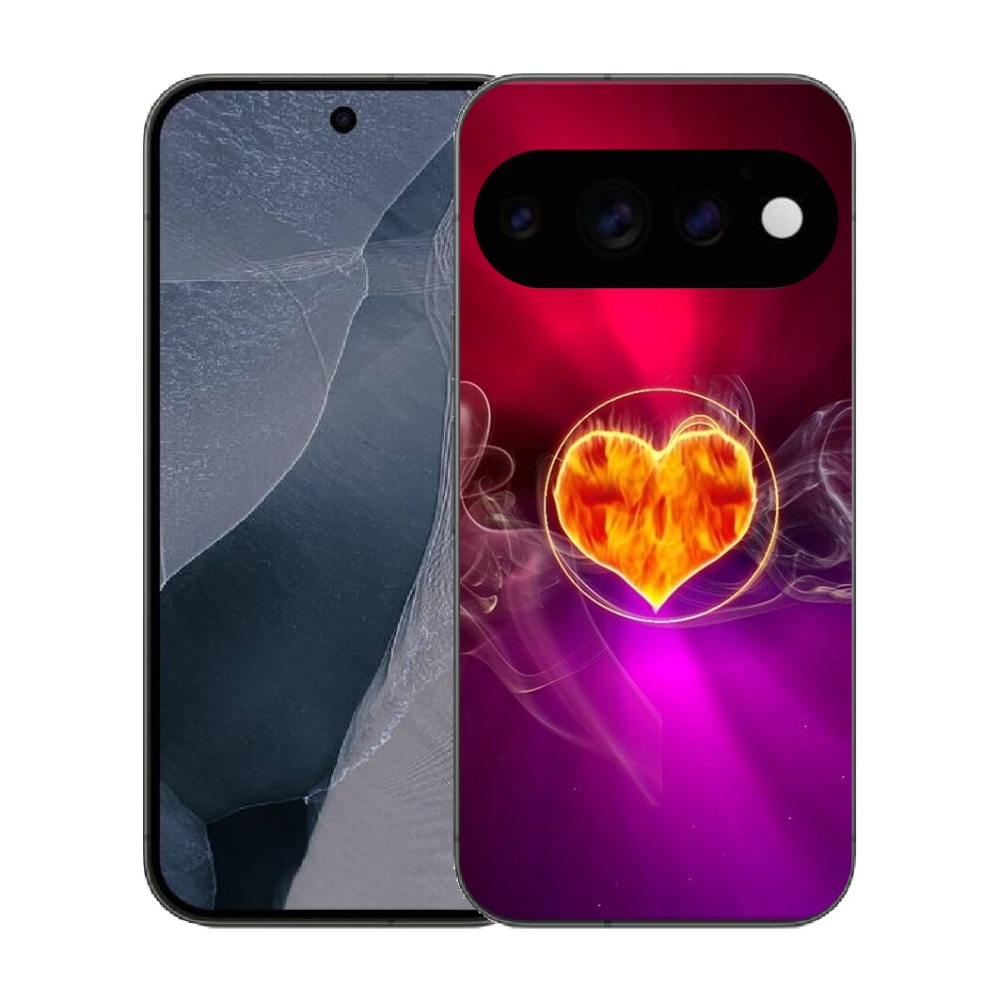 Gélový kryt mmCase na Google Pixel 11 Pro - ohnivé srdce