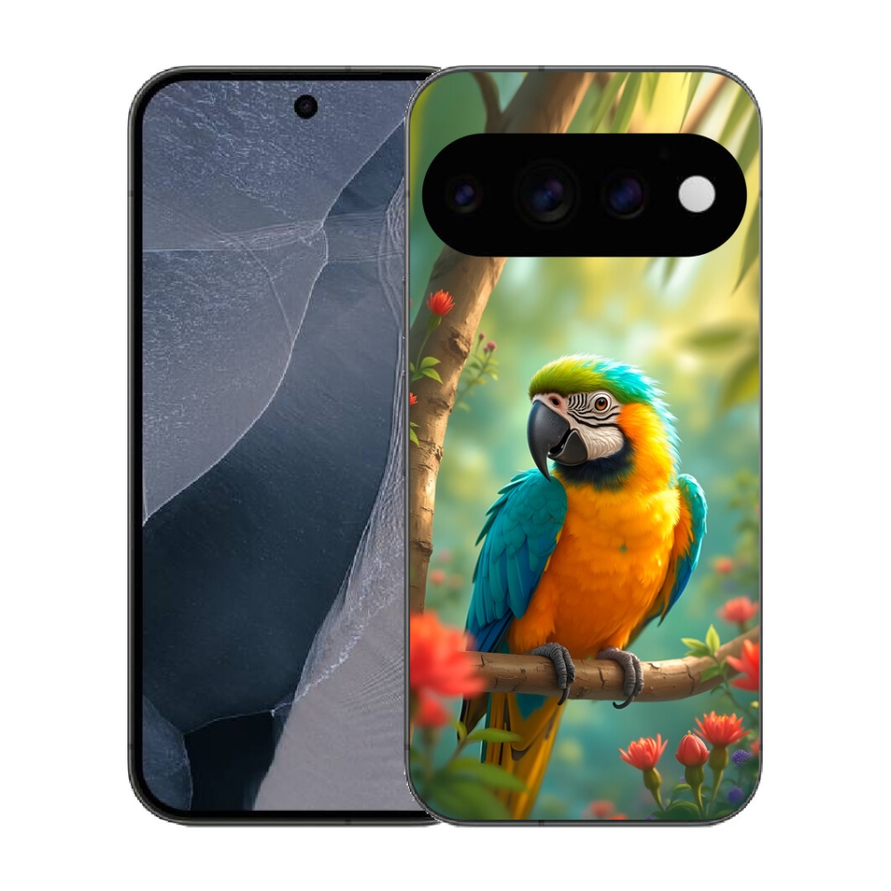 Gélový kryt mmCase na Google Pixel 11 Pro - papagáj ara modrožltá