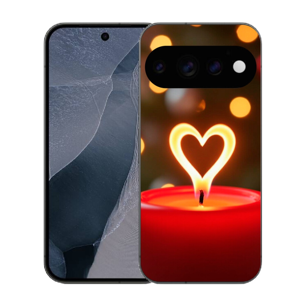 Gélový kryt mmCase na Google Pixel 11 Pro - srdce z plameňa