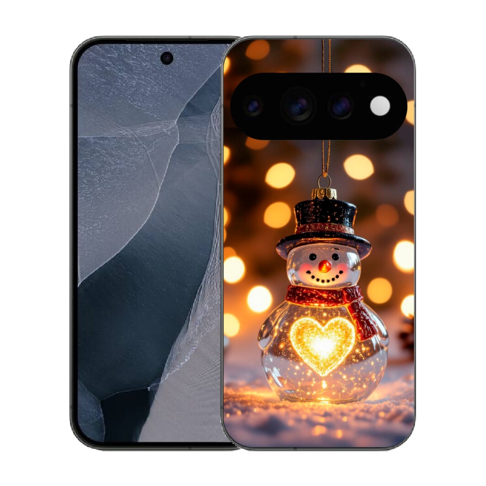 Gélový kryt mmCase na Google Pixel 11 Pro - svietiaci vianočný snehuliak
