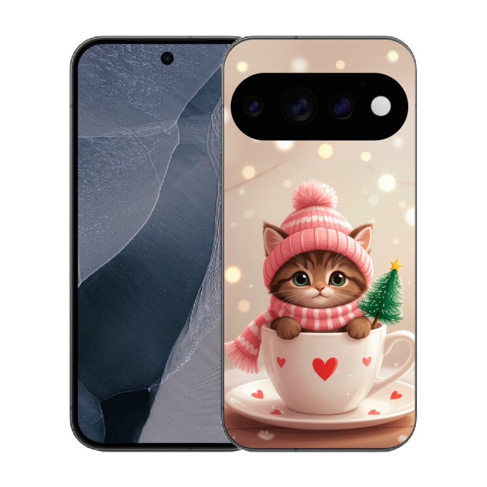 Gélový kryt mmCase na Google Pixel 11 Pro - vianočné mačiatko v hrnčeku
