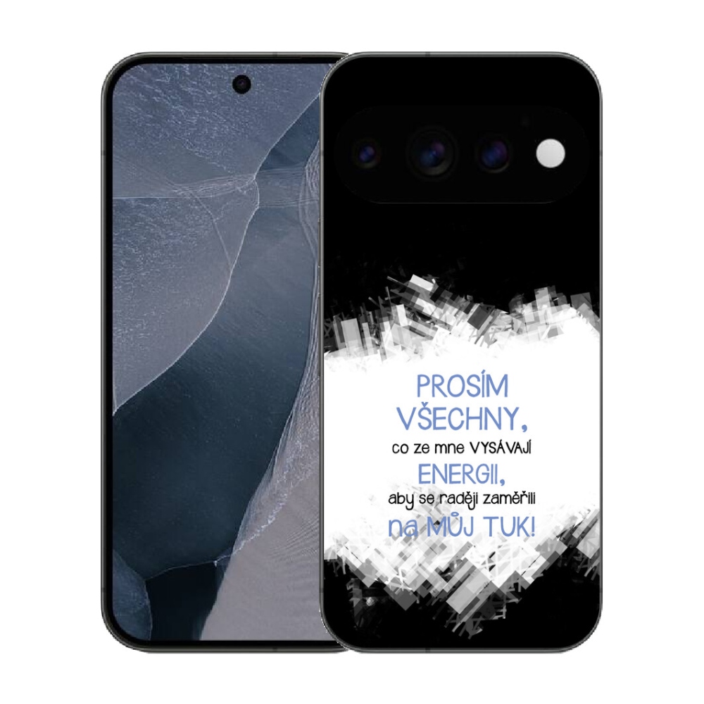 Gélový kryt mmCase na Google Pixel 11 Pro - vtipný text 1 modrý