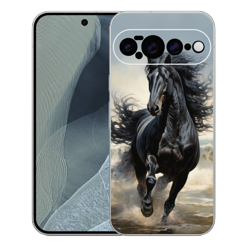 Gélový kryt mmCase na Google Pixel 11 Pro XL - bežiaci čierny kôň