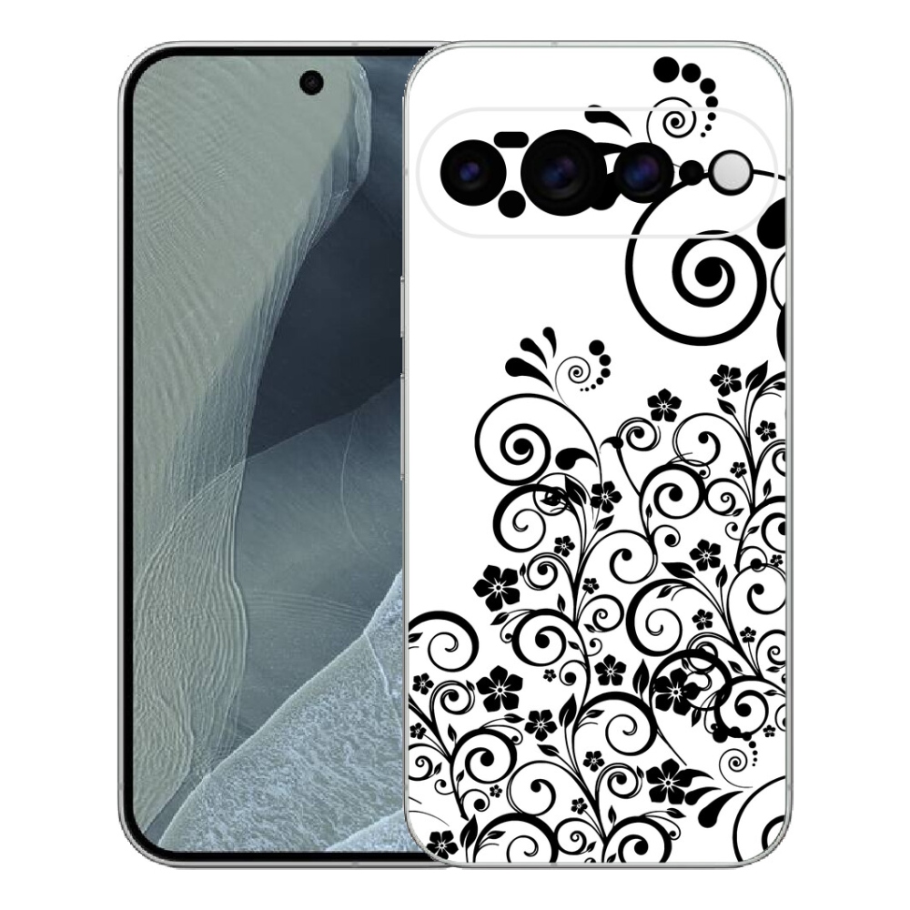 Gélový kryt mmCase na Google Pixel 11 Pro XL - čiernobiele kvetinové vzory