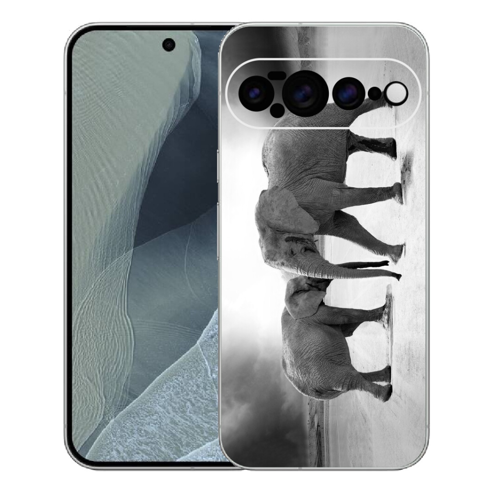 Gélový kryt mmCase na Google Pixel 11 Pro XL - čiernobieli slony