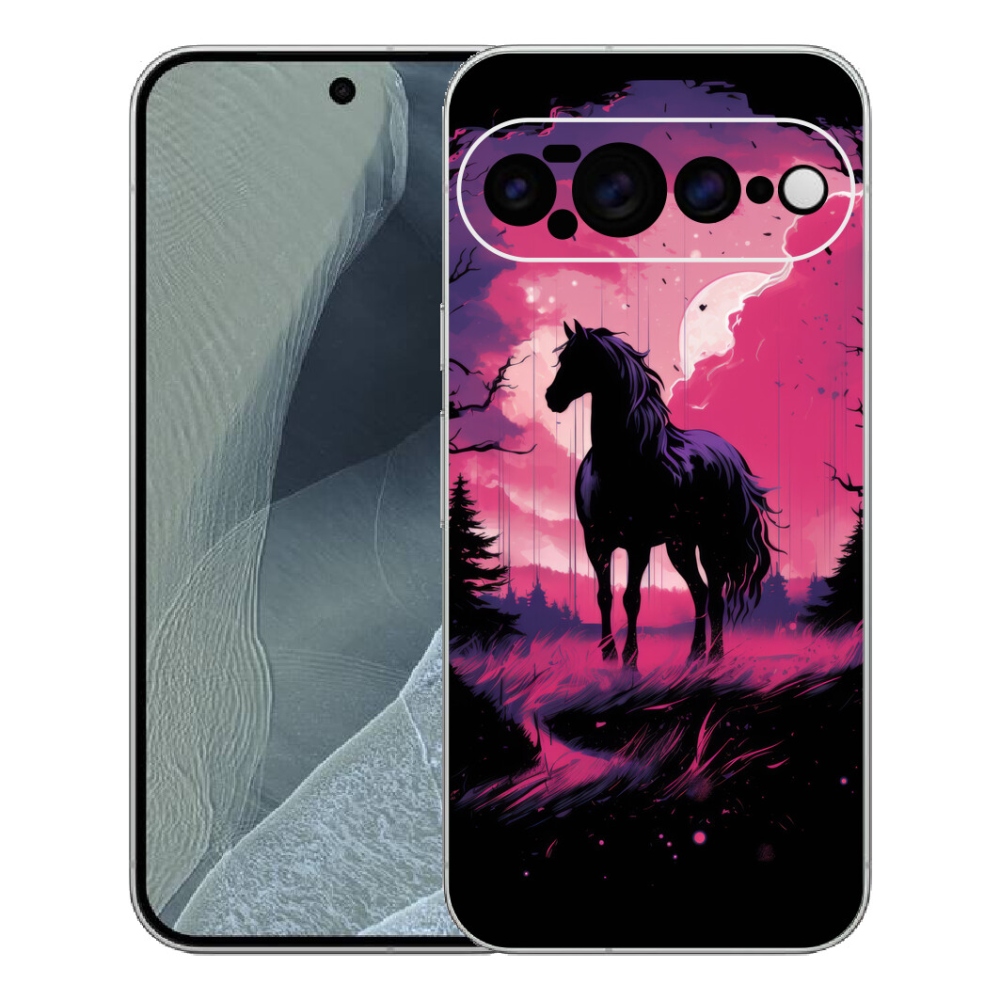 Gélový kryt mmCase na Google Pixel 11 Pro XL - čierny kreslený kôň 1