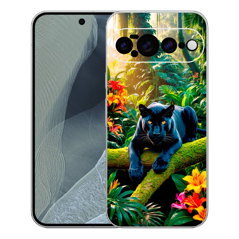 Gélový kryt mmCase na Google Pixel 11 Pro XL - čierny panter v džungli