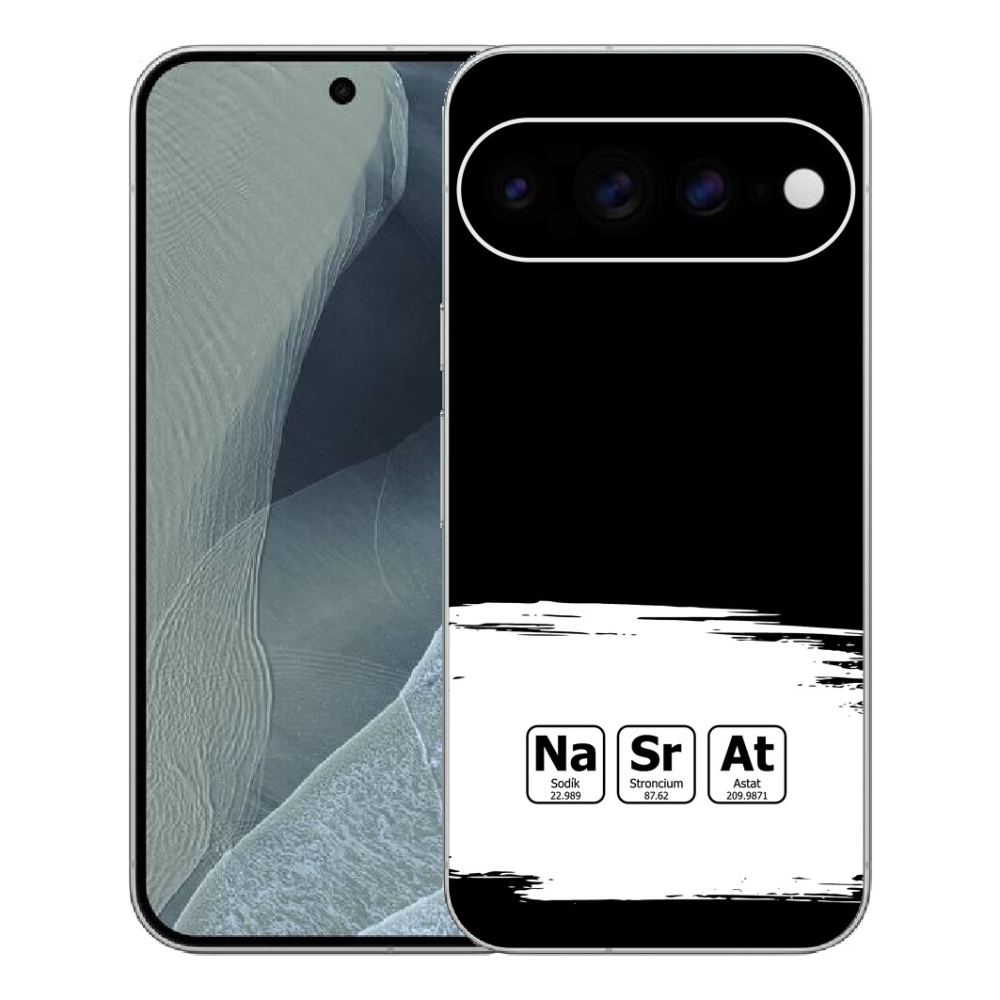 Gélový kryt mmCase na Google Pixel 11 Pro XL - chemické prvky bieločierne pozadie