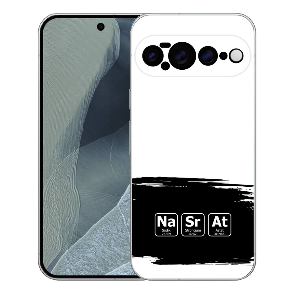 Gélový kryt mmCase na Google Pixel 11 Pro XL - chemické prvky čiernobiele pozadie